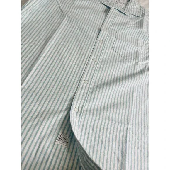 Frank & Eileen Boyfriend Button Up Long‎ Sleeve Collared Shirt Blue Stripes Sz M - Picture 10 of 11